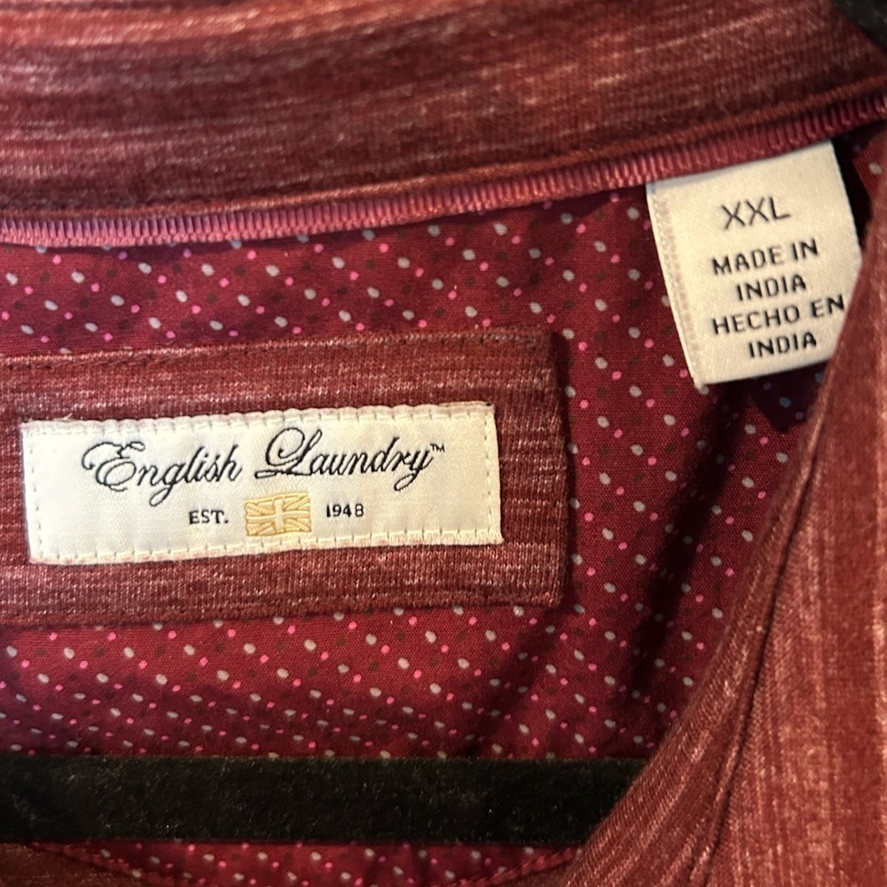 121. English Laundry brand men’s burgundy stripe polo shirt SZ XXL. - Picture 3 of 3